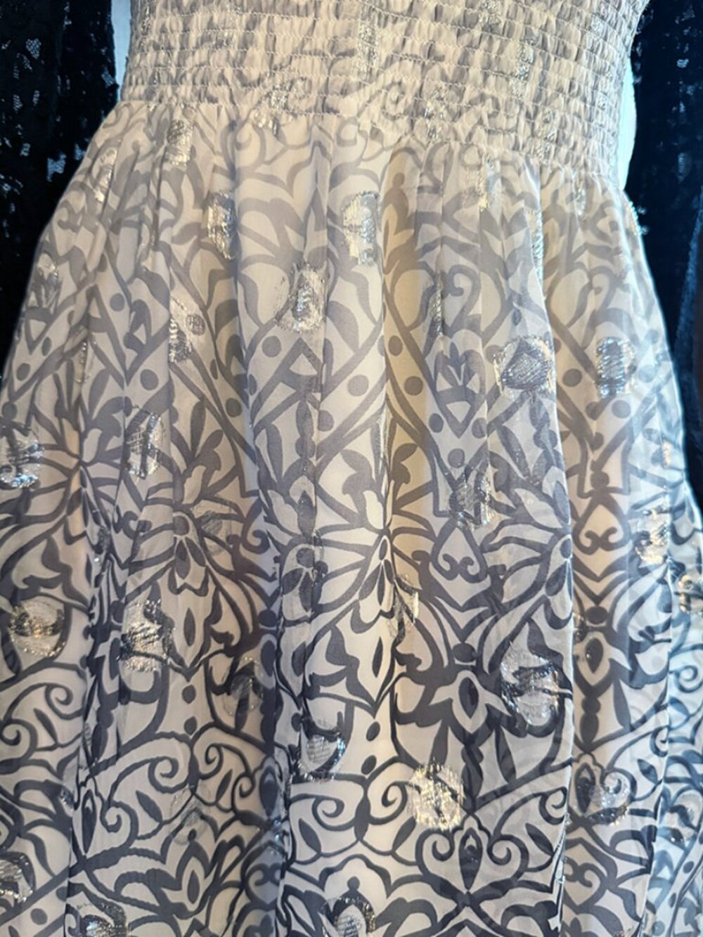 WHBM silk miniskirt metallic silver